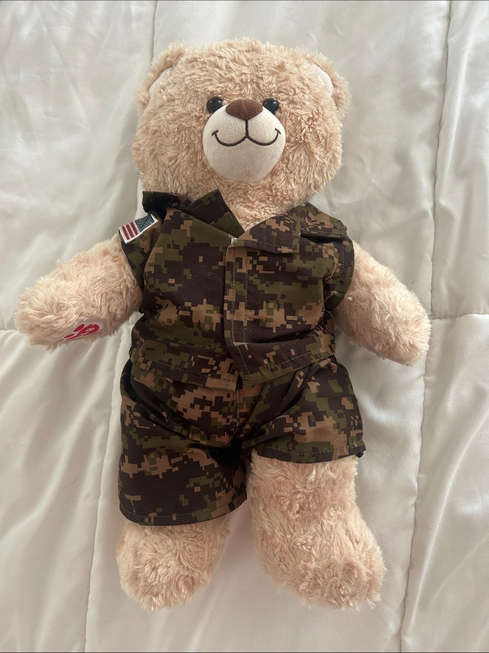 Build-A-Bear Beige Teddy in Camouflage Outfit